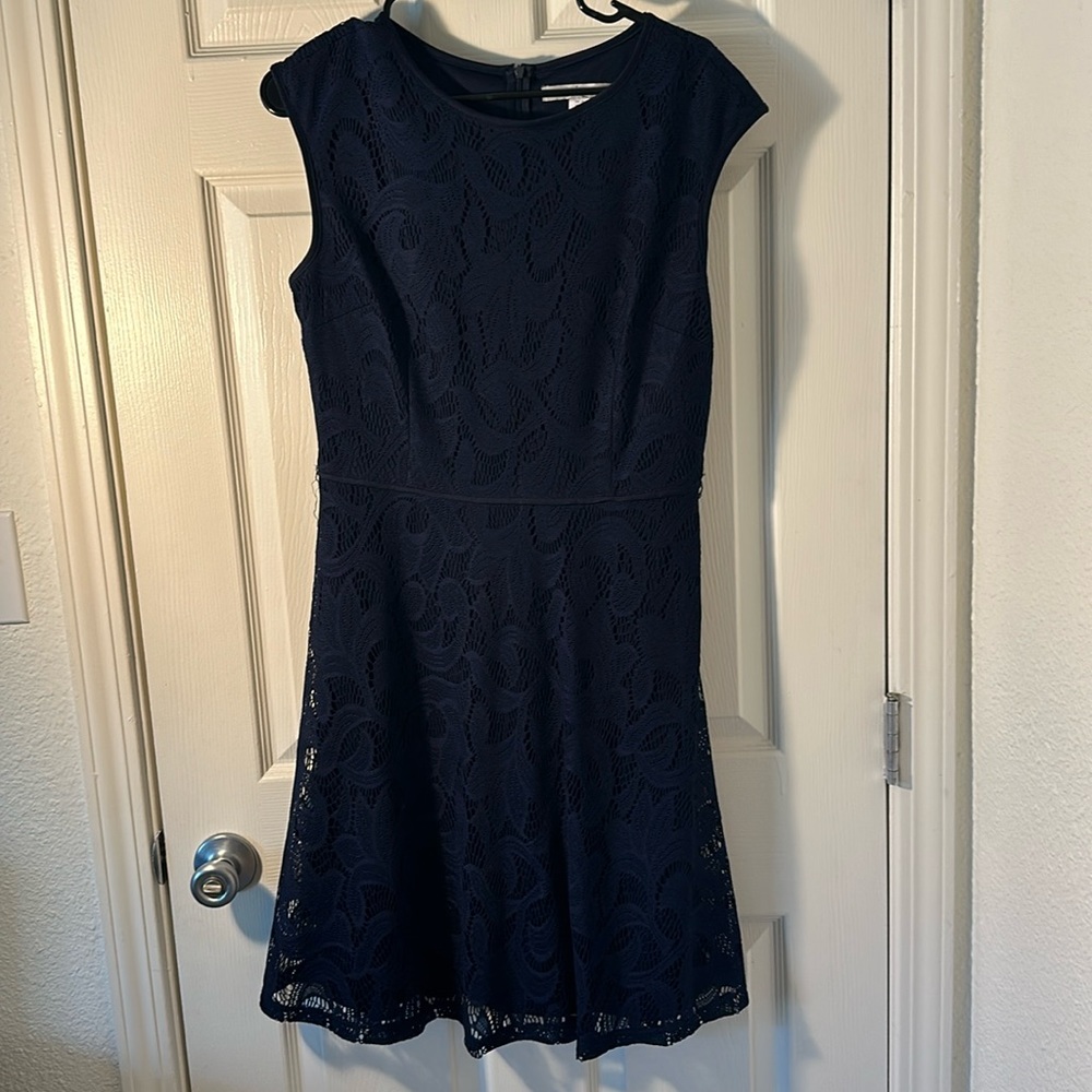 Navy lace overlay dress